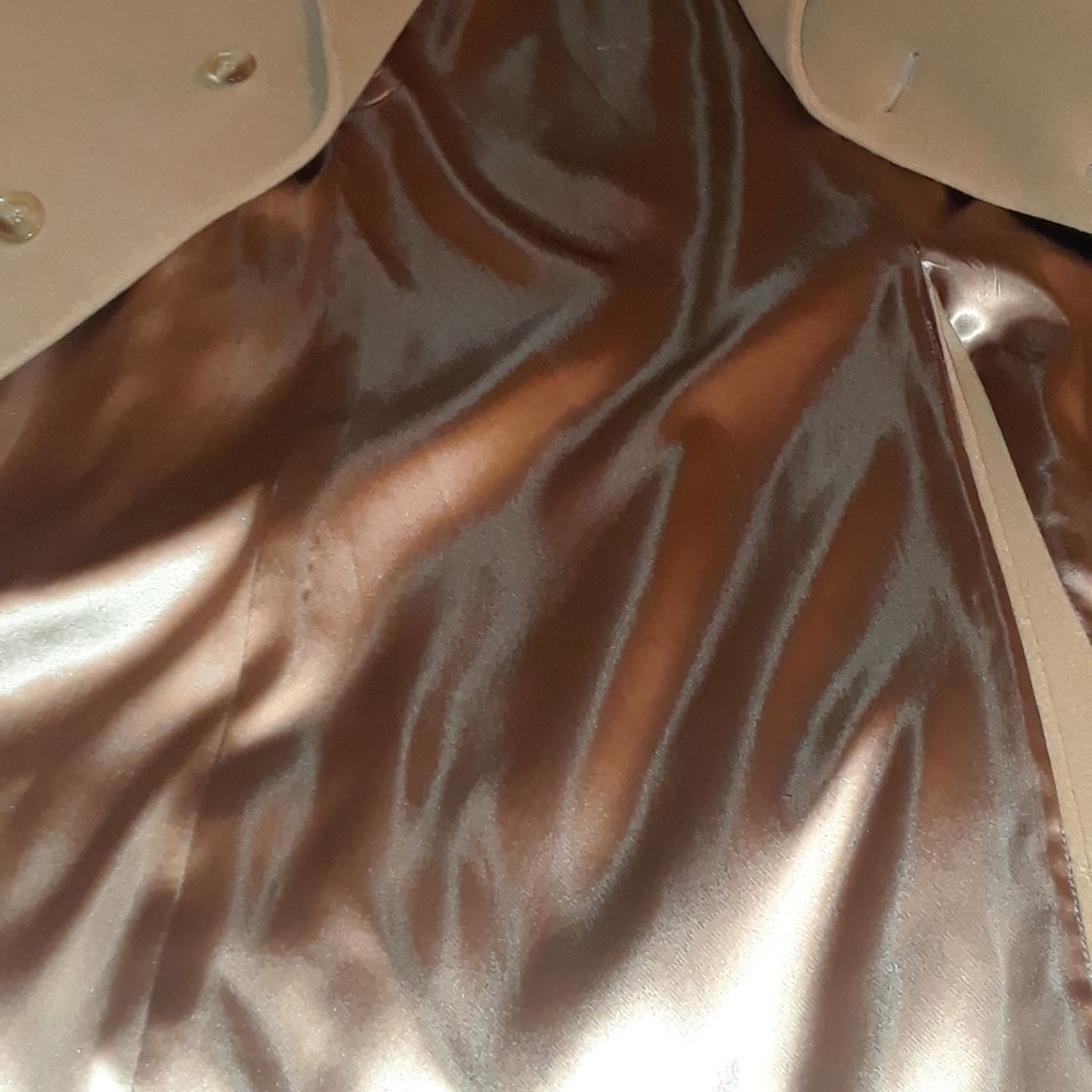 Saks Fifth Avenue 100% Cashmere silk tan coat coat - Picture 2 of 6